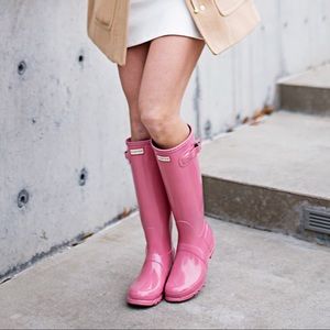 Hunter Pink Gloss Rain Boots